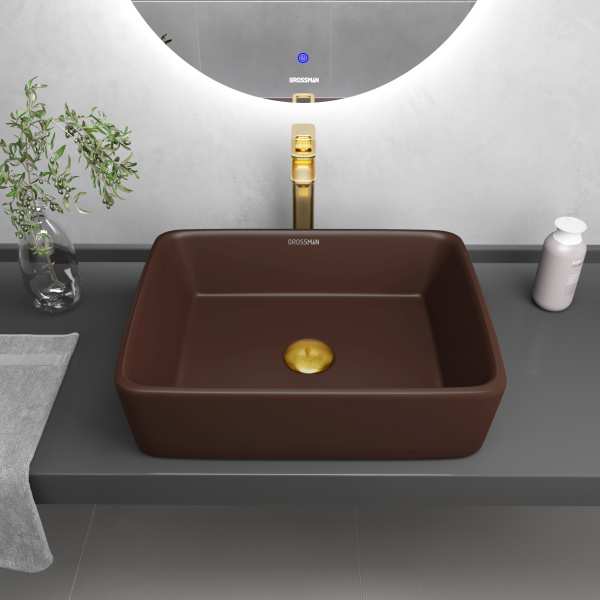 Раковина накладная (48х37) Grossman Color GR-3016BRM, коричневый